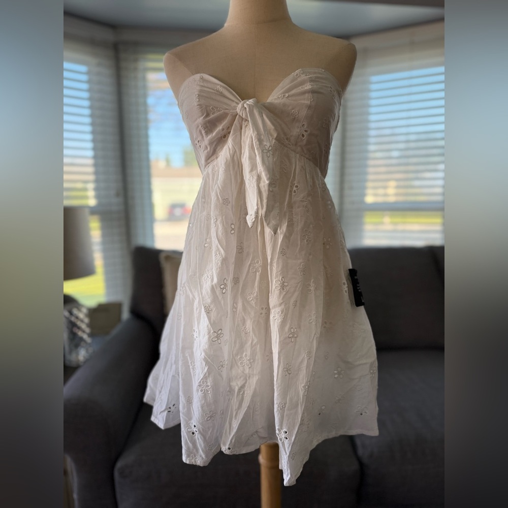 Lulu's White Strapless Eyelet Dress